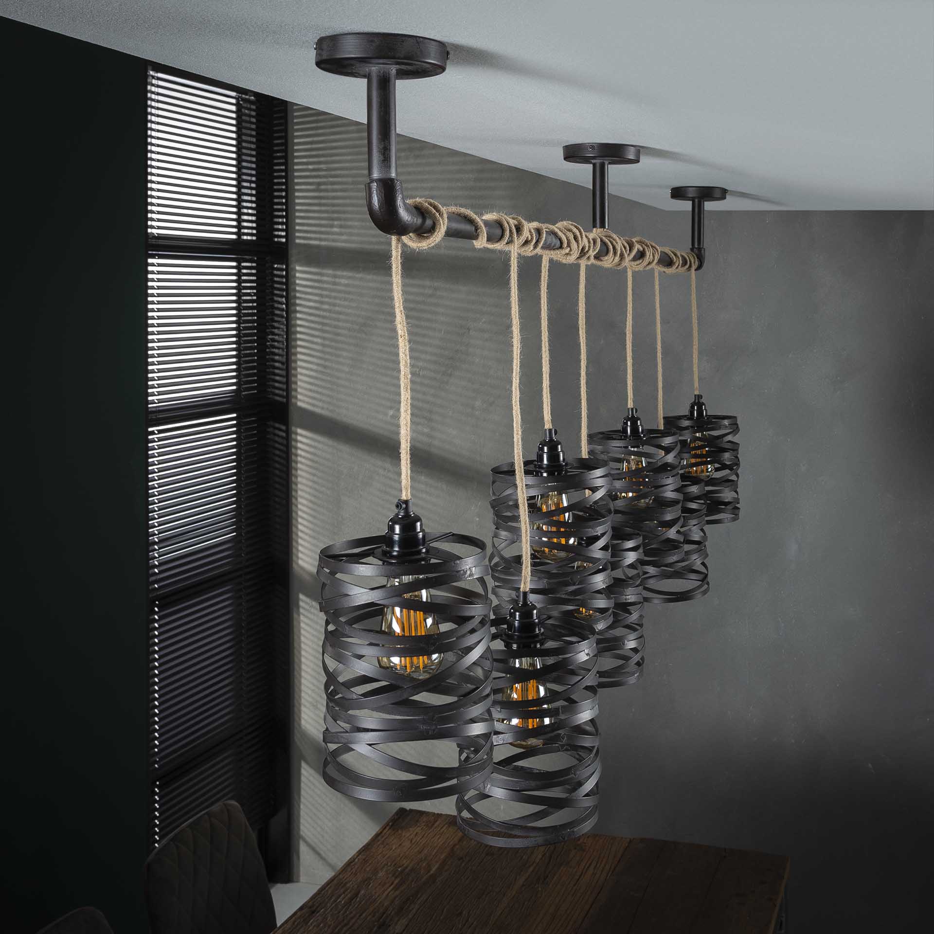 Hängeleuchte JOK 7-flammig Metall schiefergrau Industrie Design