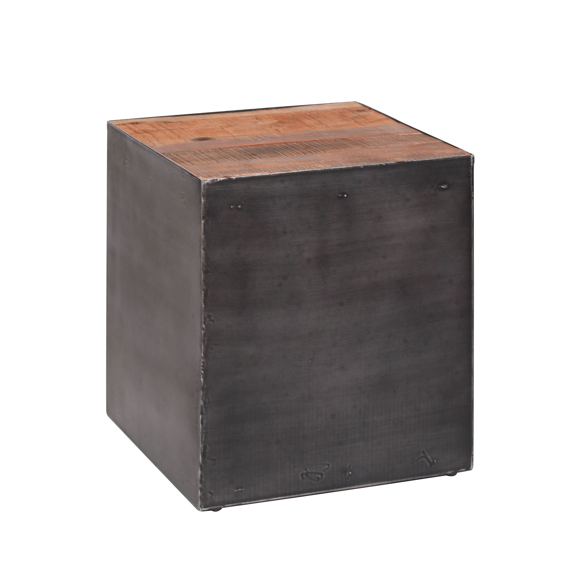 Design Beistelltisch Raft aus Metall mit einer robusten Hartholzplatte