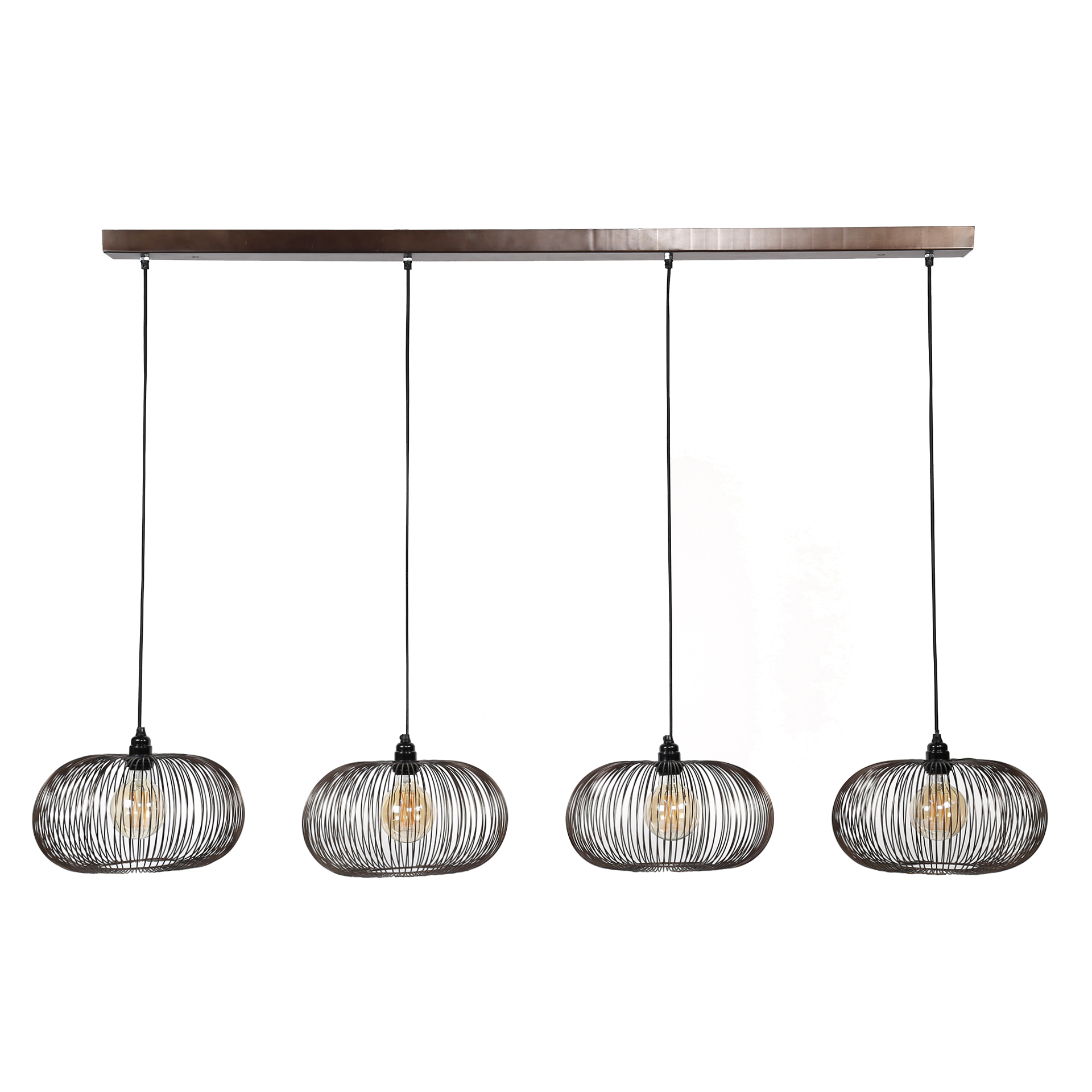 Design Hängelampe 4x flammig draht Kupfer Twist Schwarz Nickel, Industrial Style