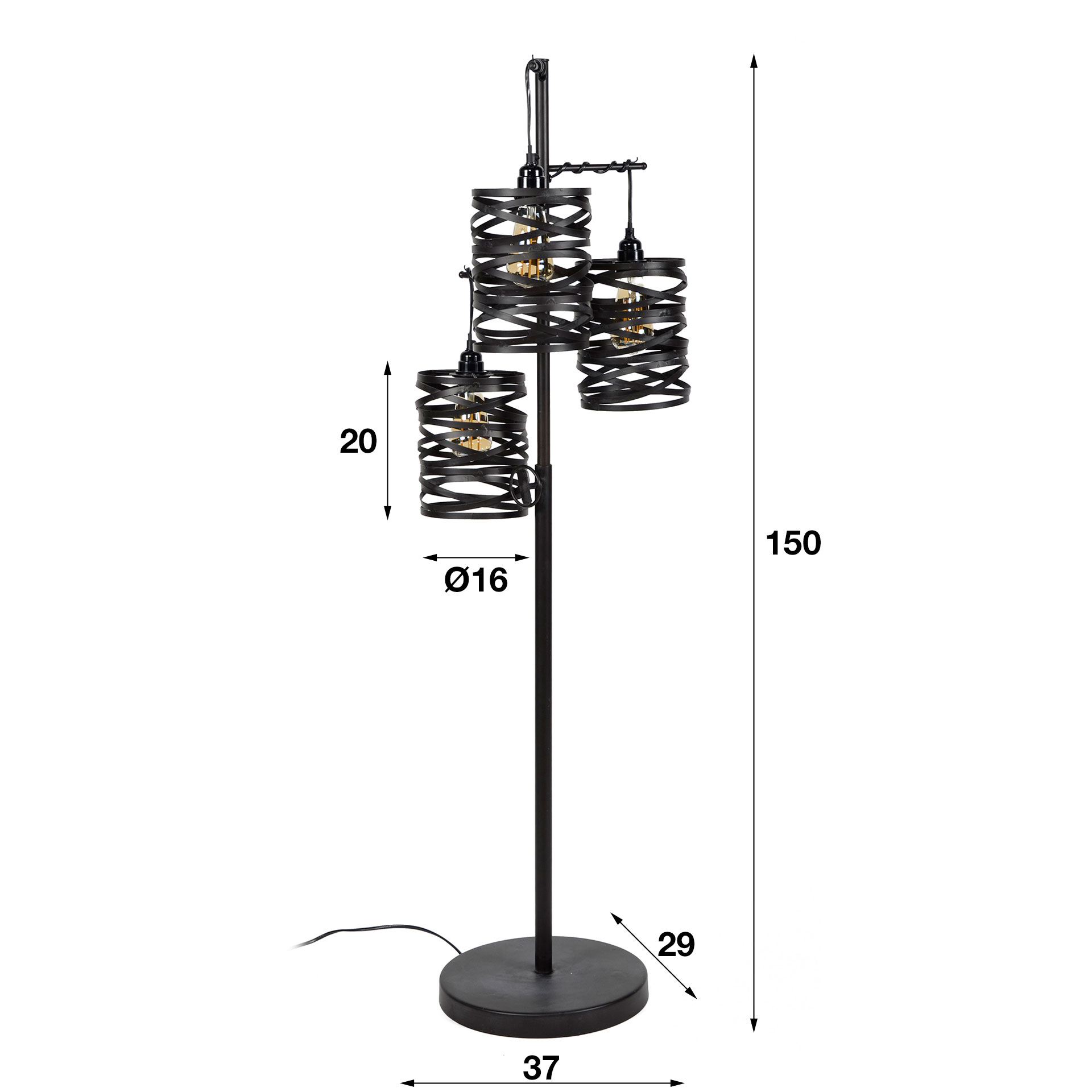 Stehlampe JOK 3-flammig grau höhenverstellbar
