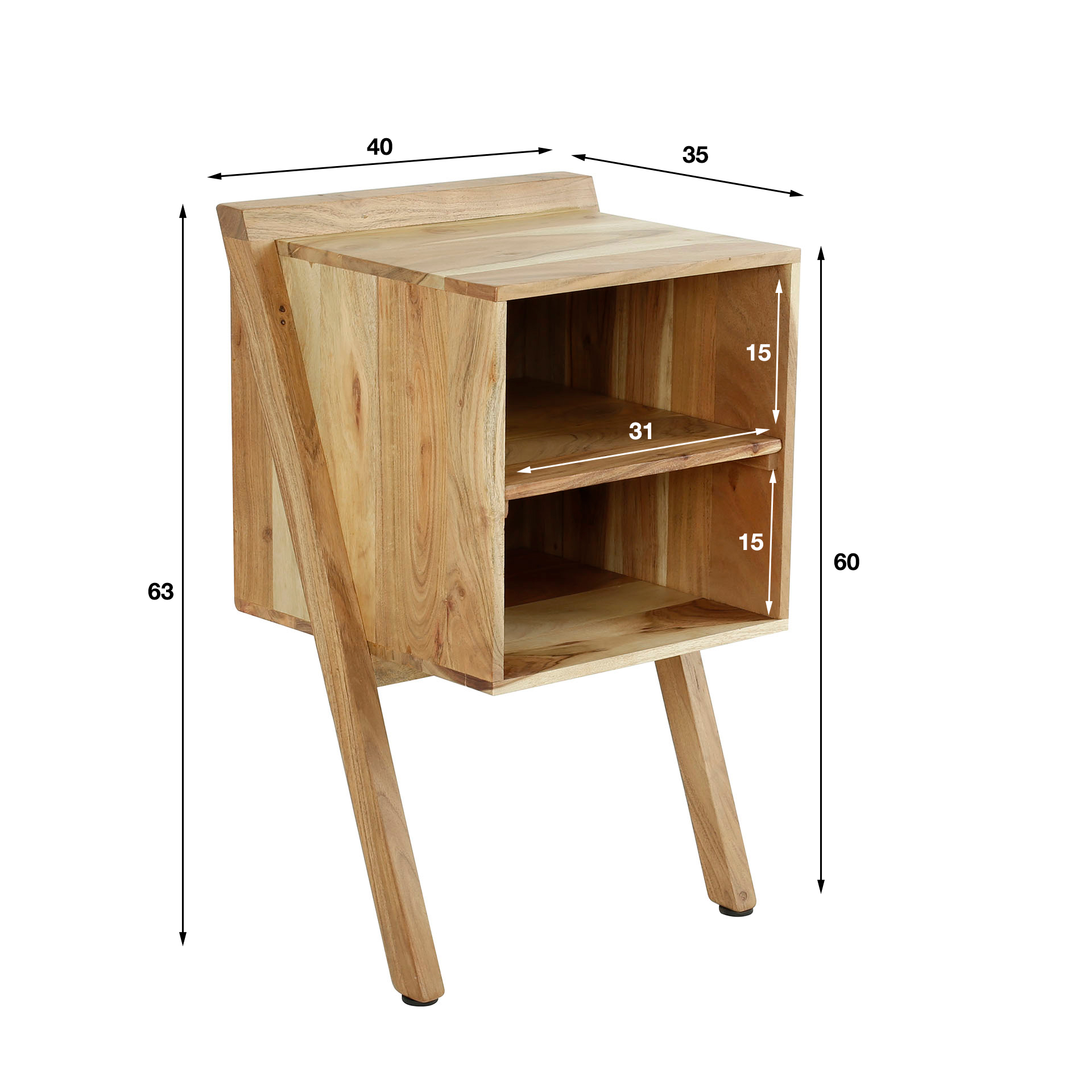 Nachtkonsole 50 cm angle solid Akazienholz