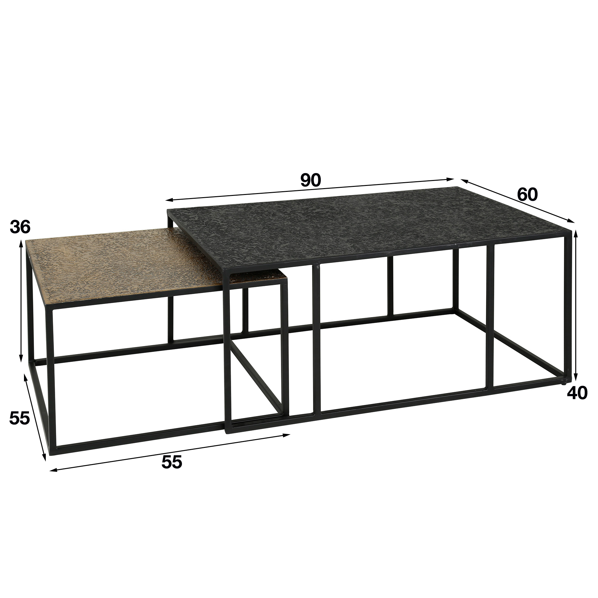 HOME-DESIGNS Couchtisch 2er Set LION schwarz Gold Metall