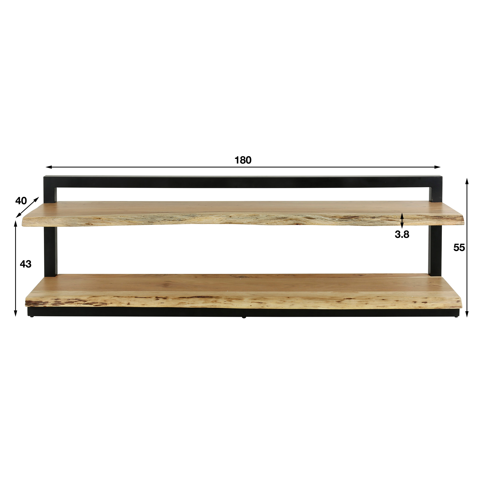 TV Lowboard EDGE-LINE Akazienholz Baumkante 180 cm