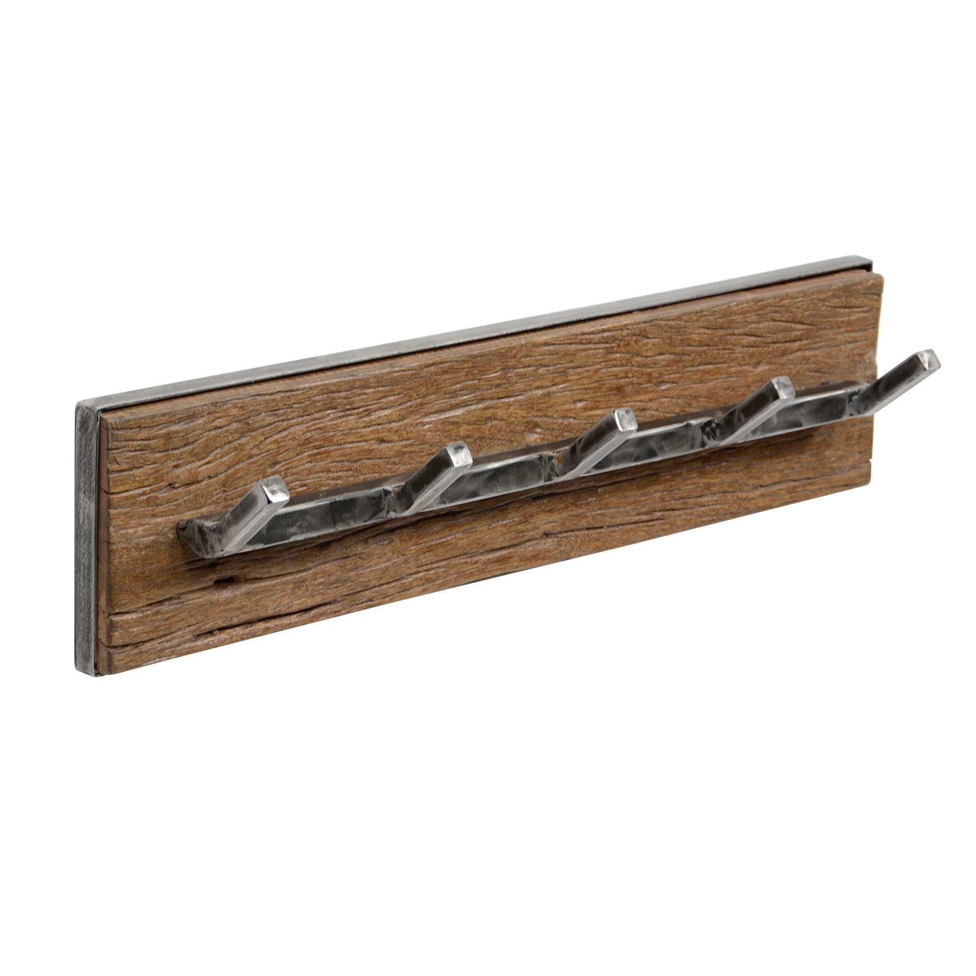 Wandgarderobe mit 5 Haken aus robustem Hartholz