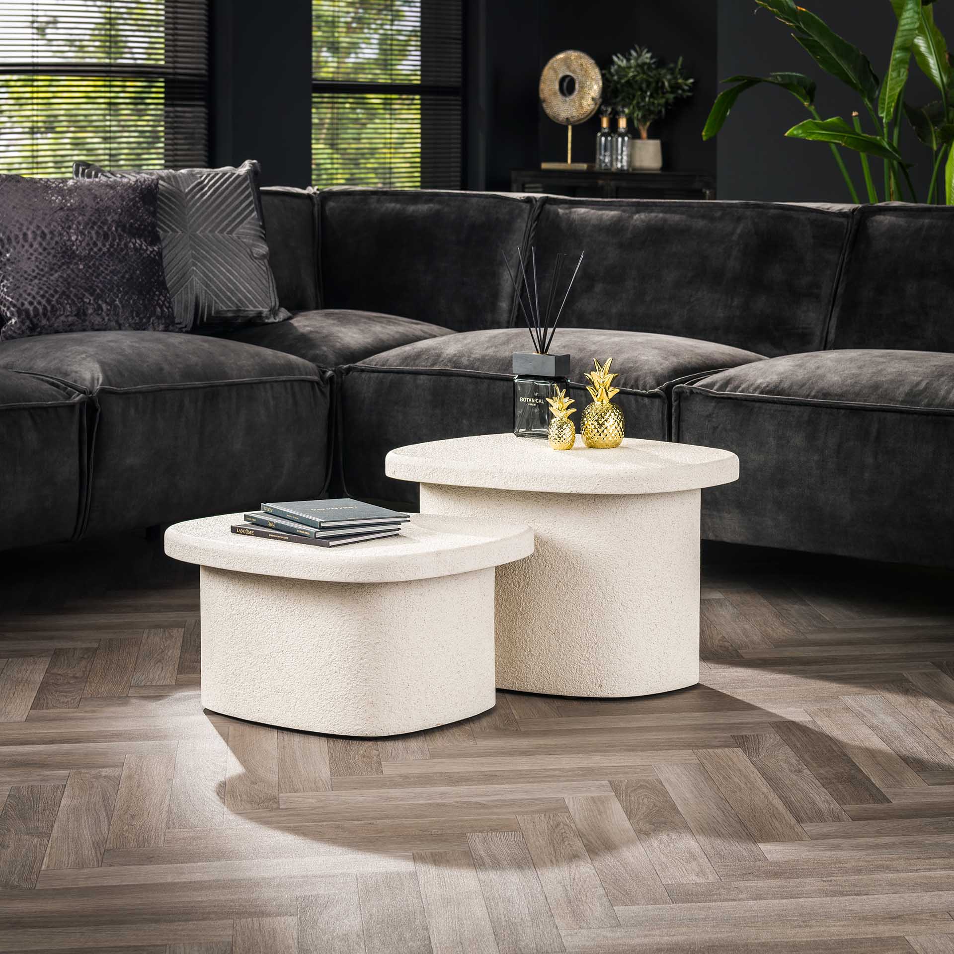 HOME-DESIGNS Couchtisch Set Flora Hartholz (4er Set)