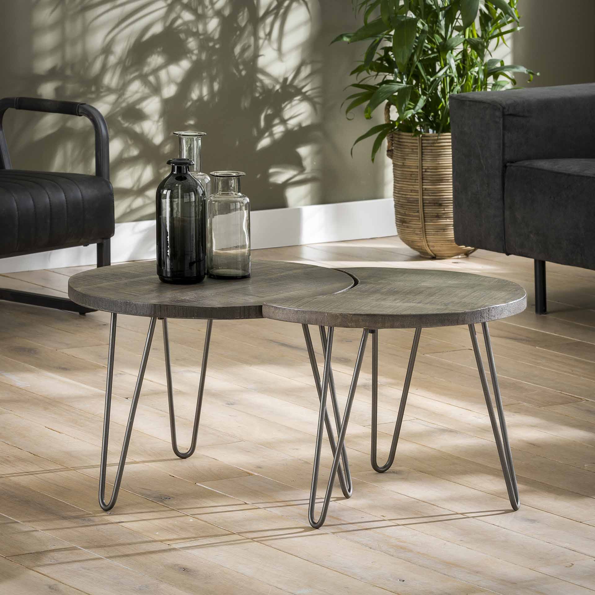 Couchtisch COLT Industrial 2er-Set Mangoholz Grau