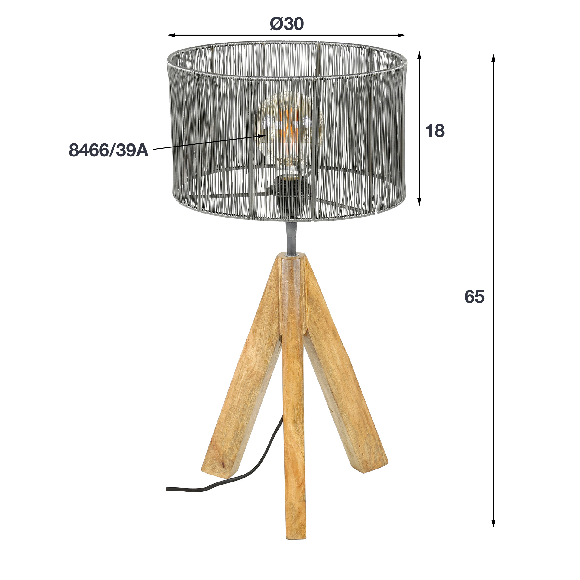 Tischleuchte tripod wood aus Mangoholz