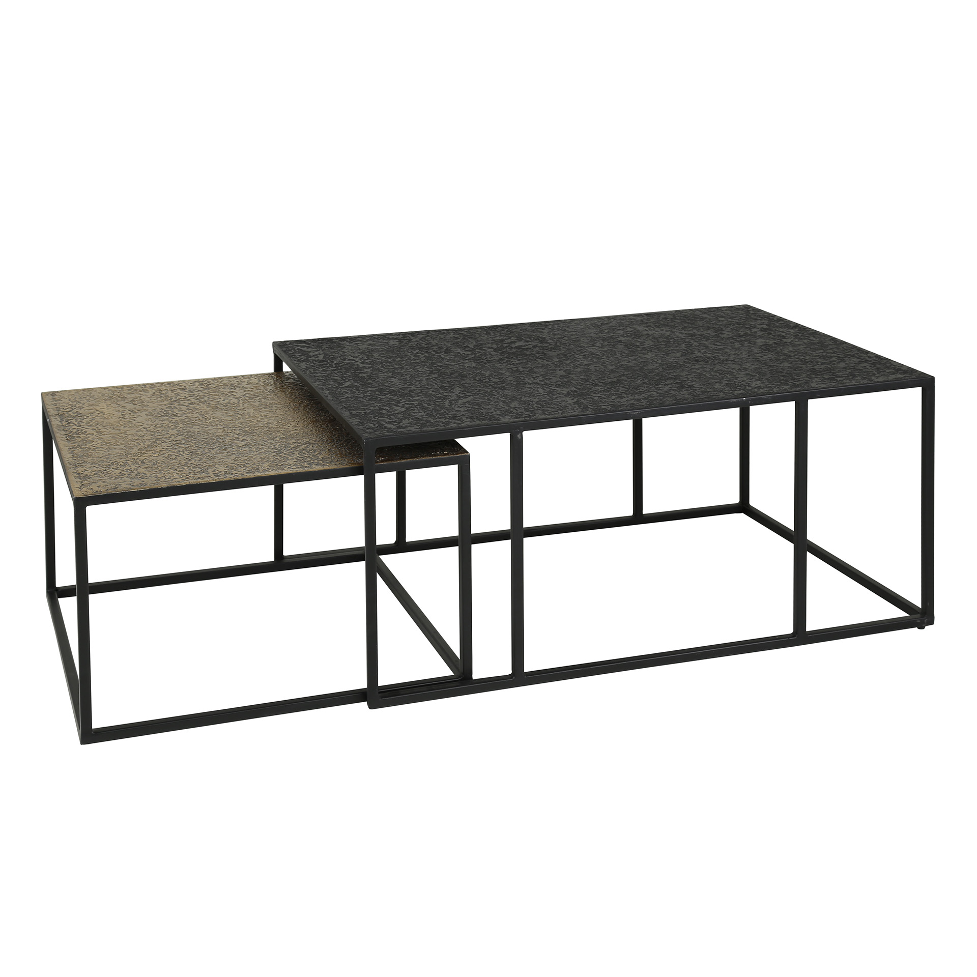 HOME-DESIGNS Couchtisch 2er Set LION schwarz Gold Metall