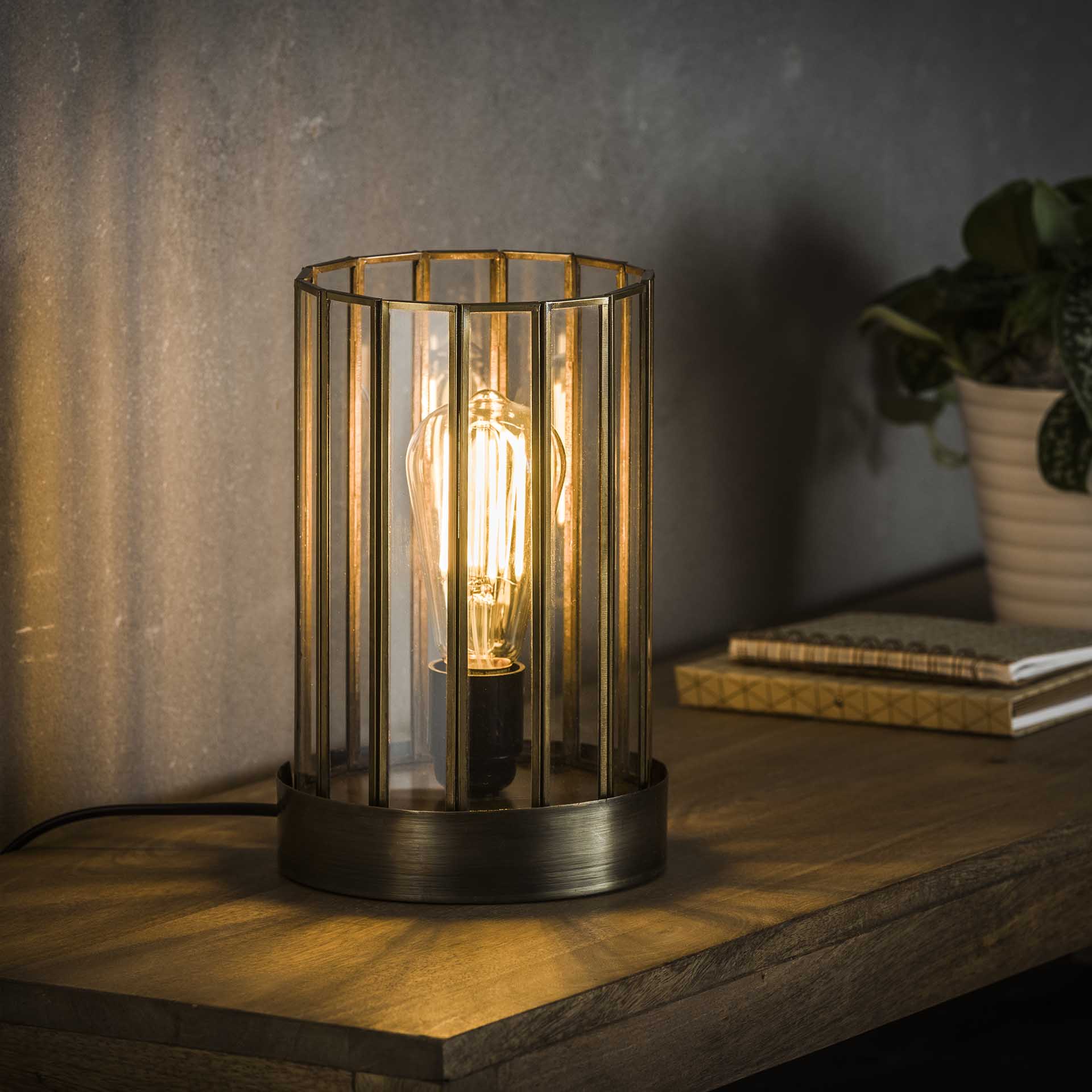 Tischlampe TILO 1-flammig Glas Bronze Bronze Antik