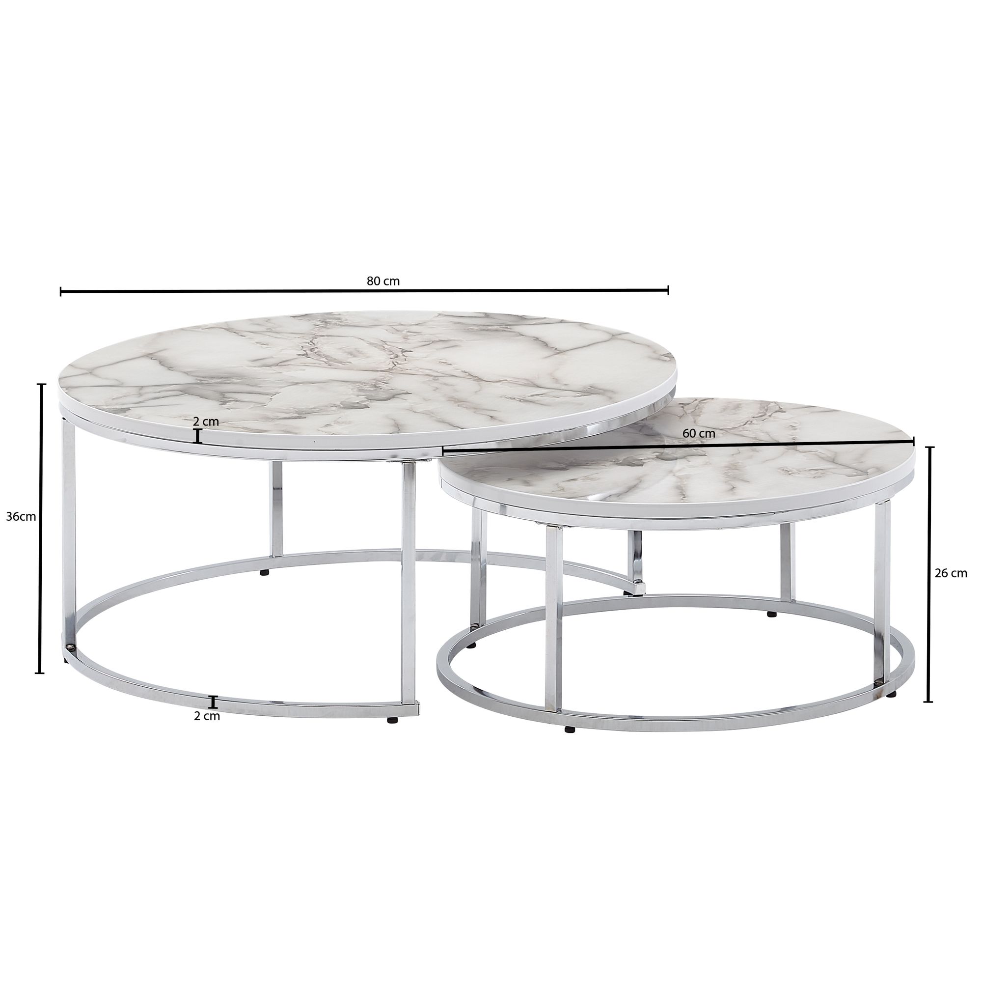 Produktbild von HJhomeheart 2er-Set Marmor-Couchtische Mit Grauer Marmorplatte Und