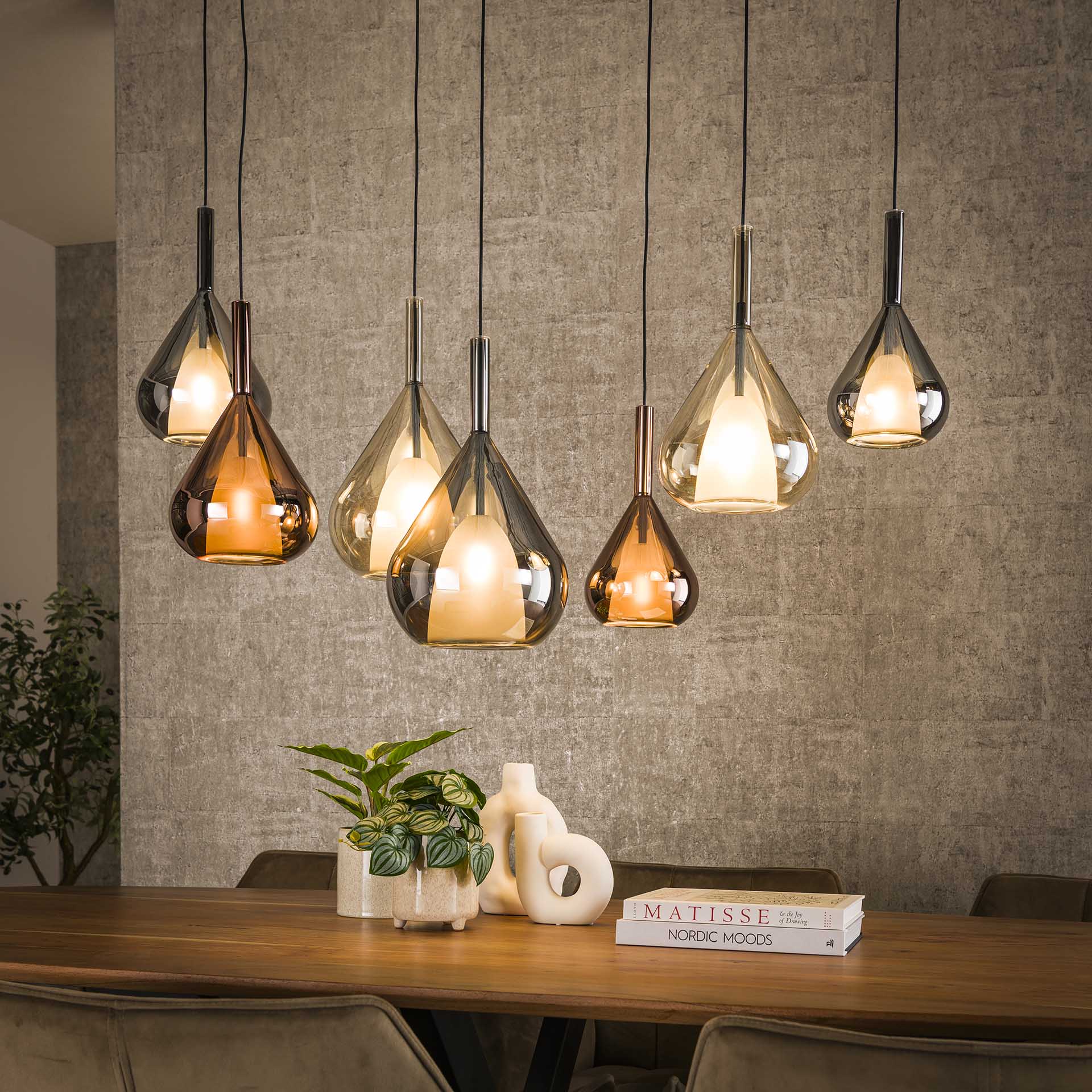 Home-Designs Hängelampe „Wings Mix Glass“ – Stilvolle Beleuchtung mit farbigen Glasschirmen