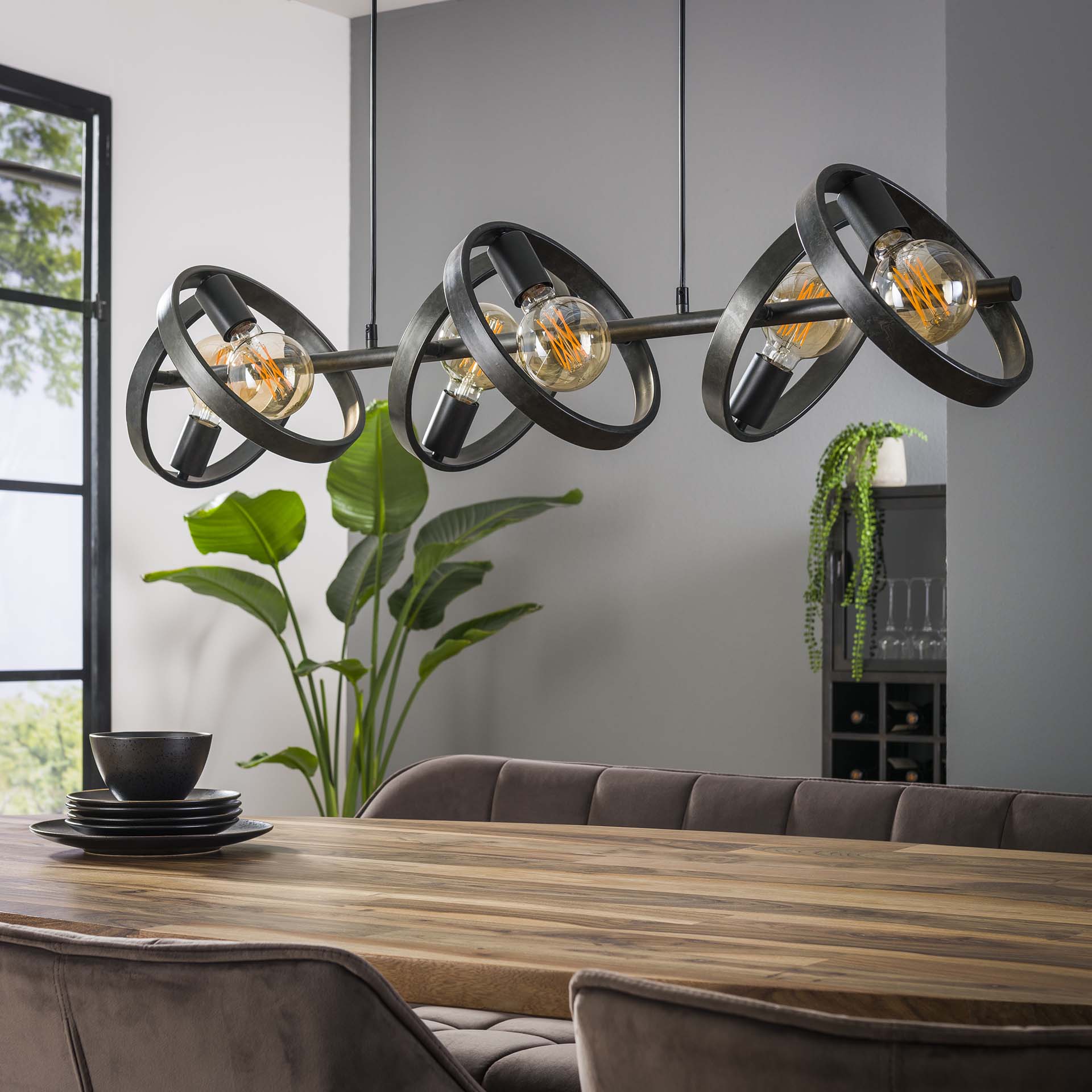 Home-Designs Pendelleuchte VENUS schwarz 6-flammig