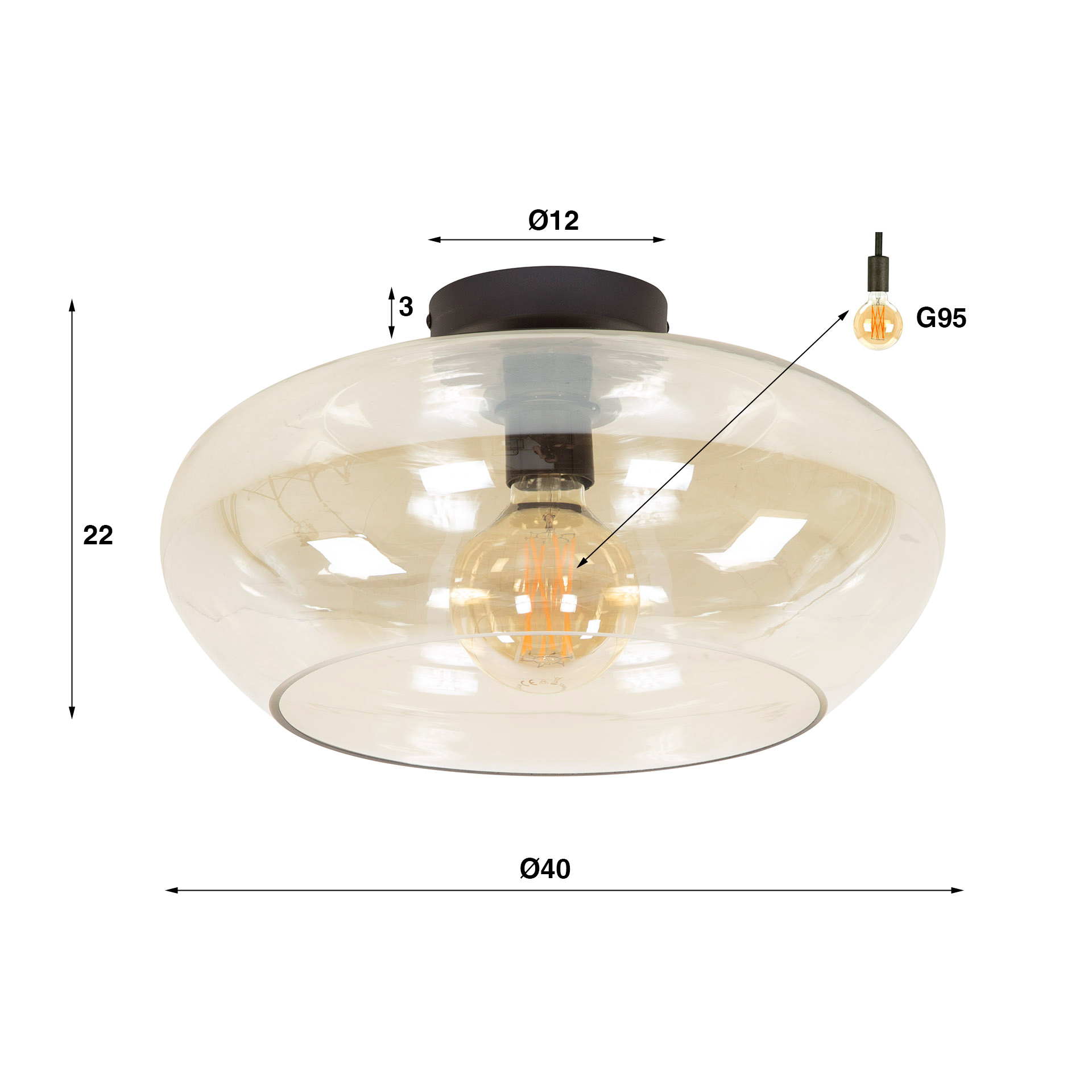 Home-Designs Deckenleuchte Elevate 1F – Kupferfarbenes Glas (1-flammig)