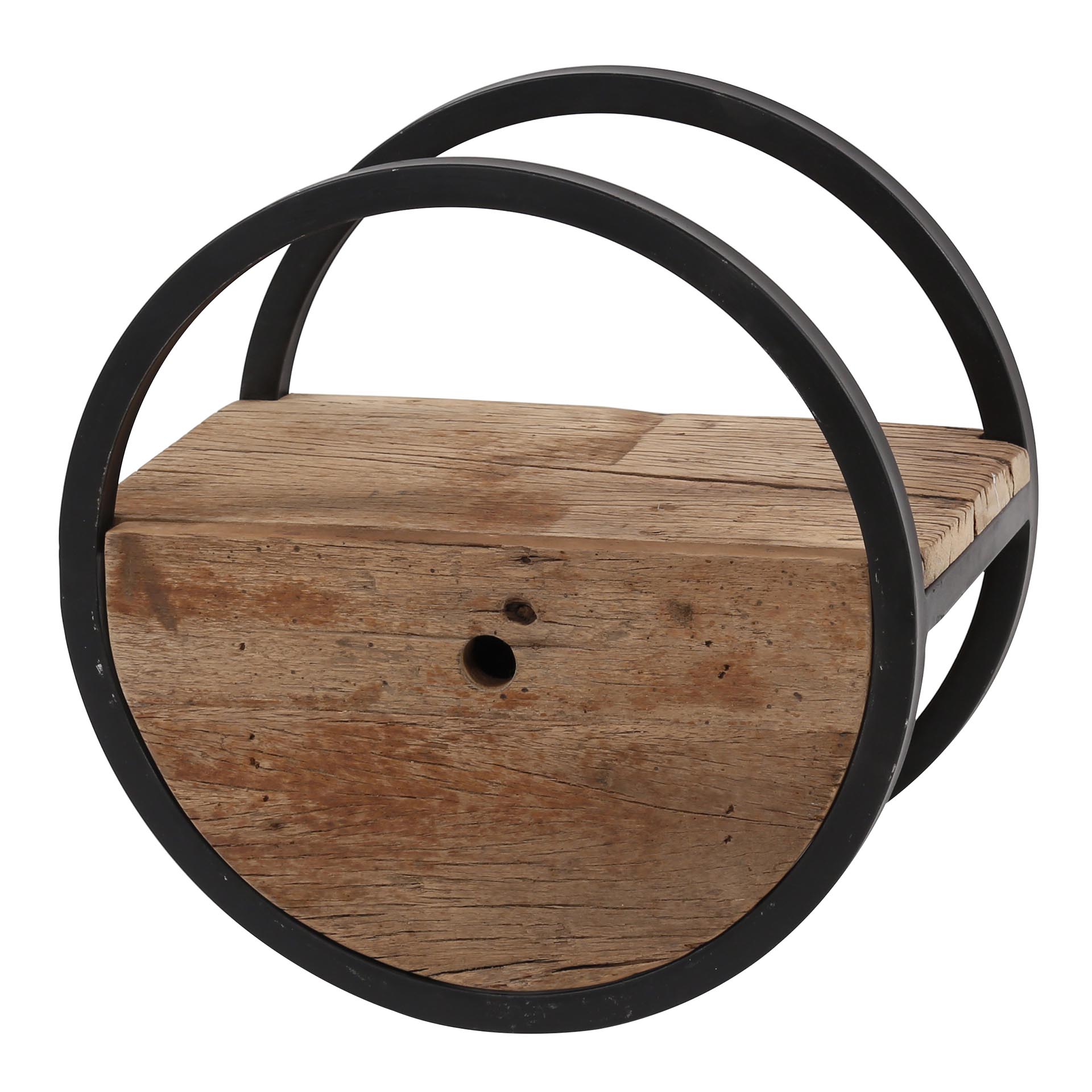 Home-Designs Wandregal rund 40 cm BAHIA Holz Mix mit Schublade