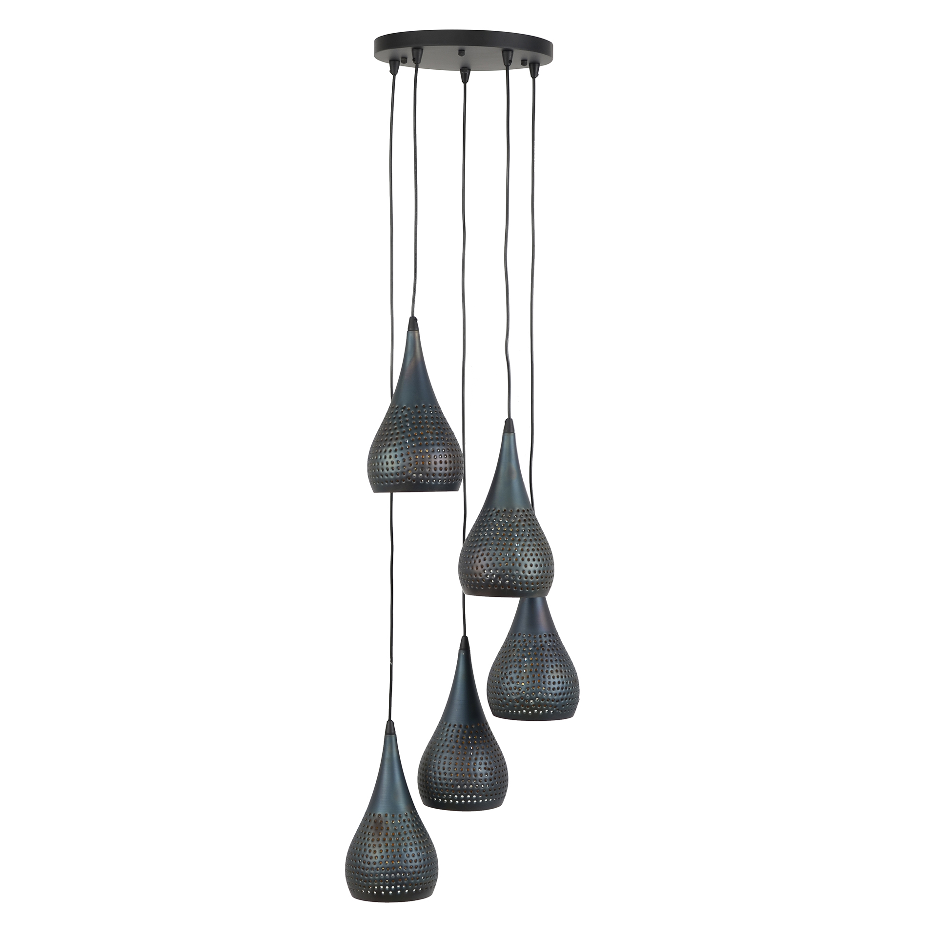 Design Hängelampe 5-flammig GRIOLA schwarz/bronze modern