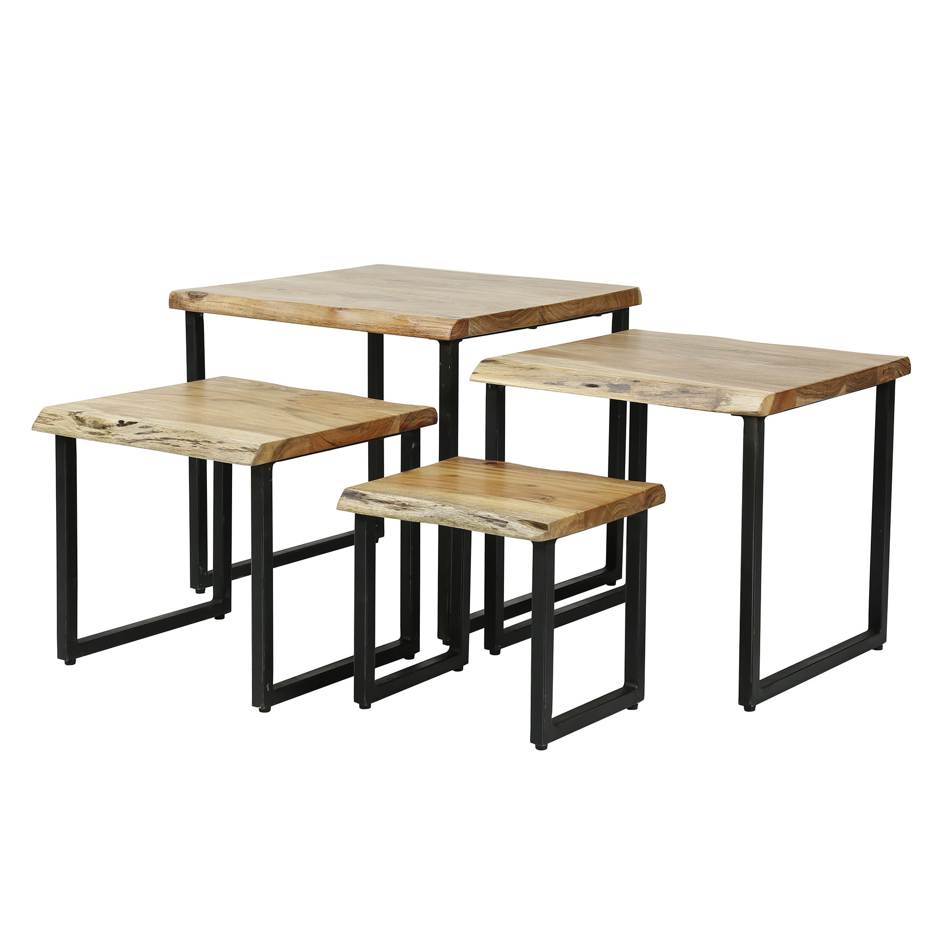 Home Designs Couchtisch set/4 edge / Massiv acacia naturel
