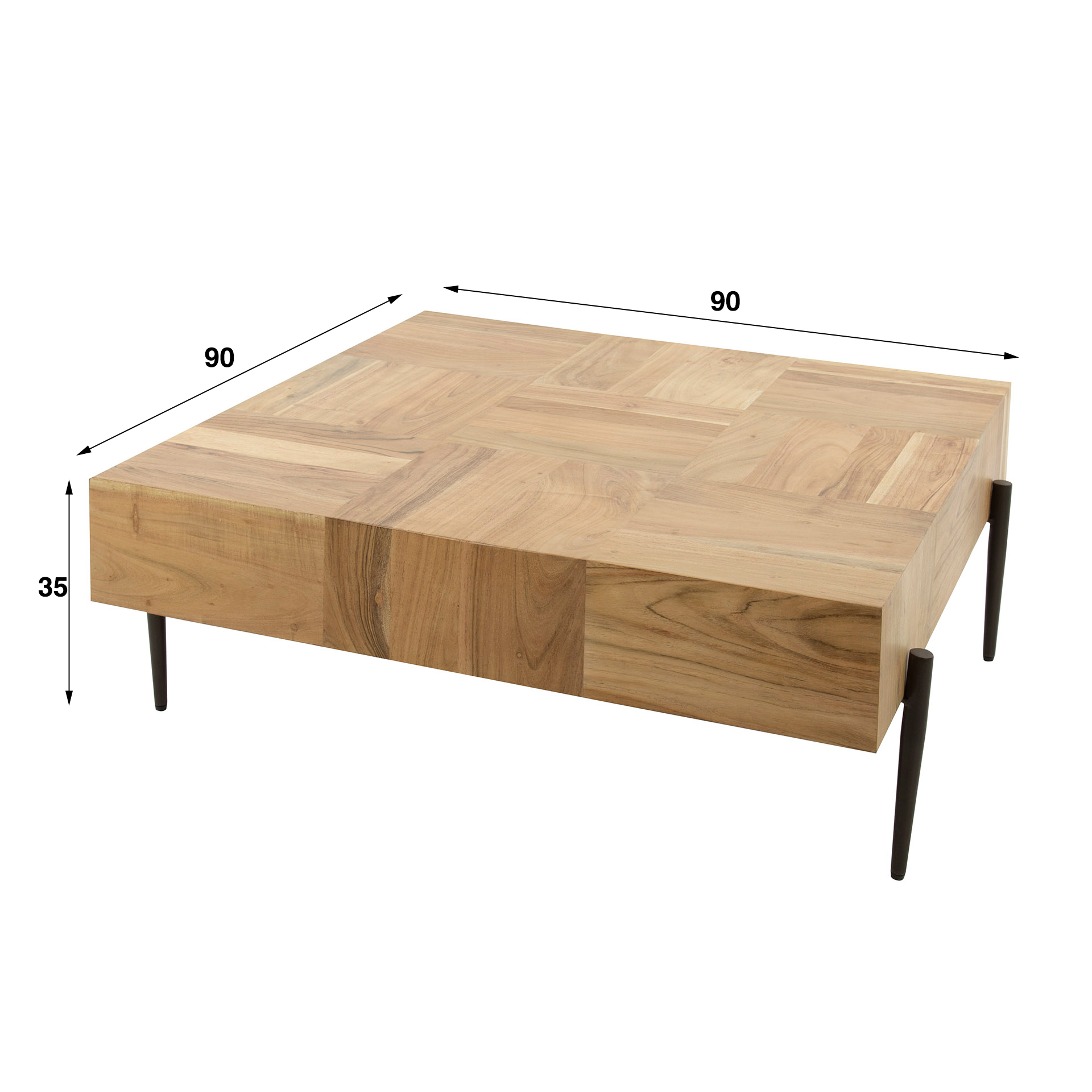 Design-Couchtisch Blocks aus Massivholz - 90x90 cm