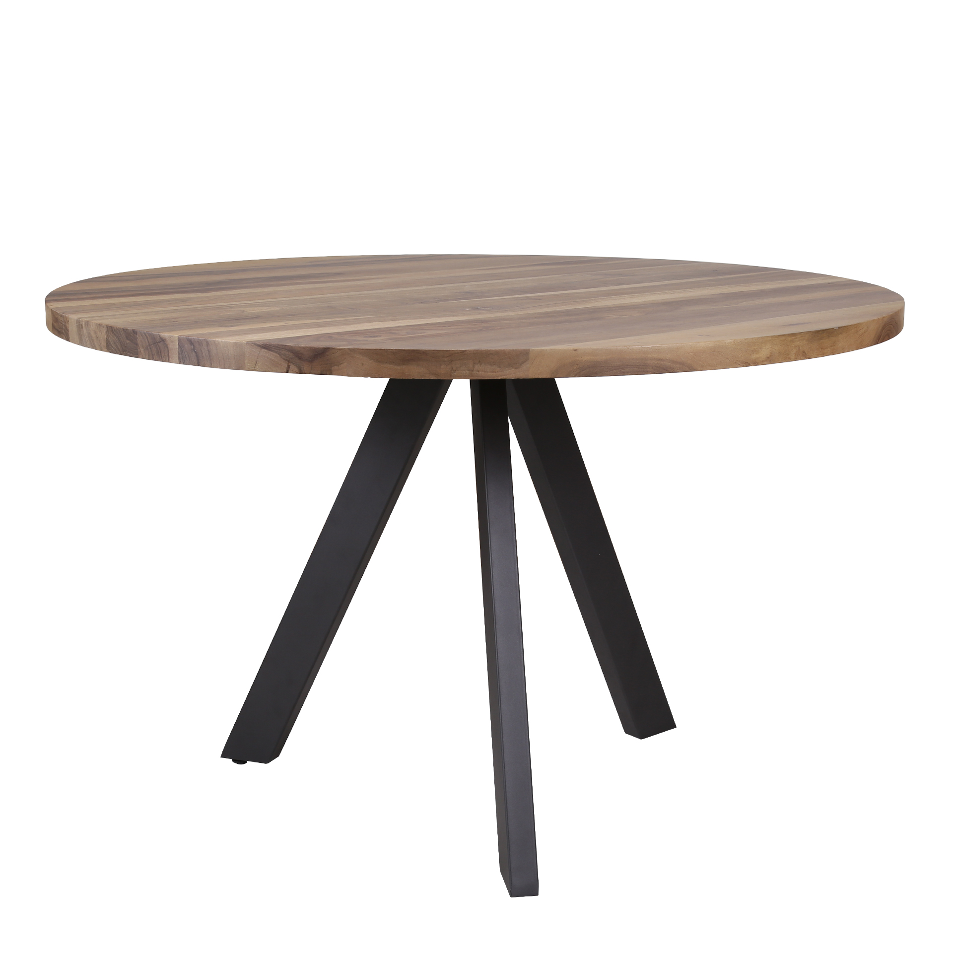 Esszimmertisch Rund 120 cm Daytona schwarz Naturnussbaum Massivholz / Metall